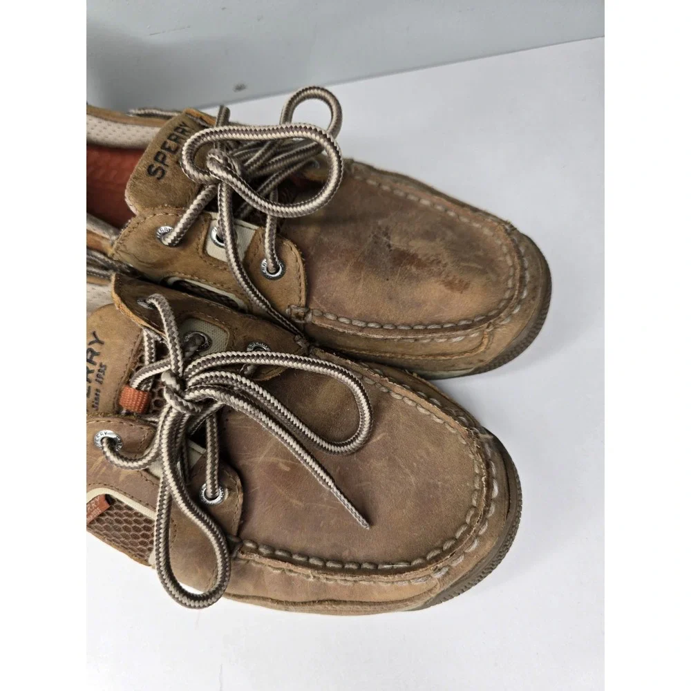 Sperry Sea Kite Sport Moc Boat Shoes Men Brown Leather Lace Water-resistant 10.5